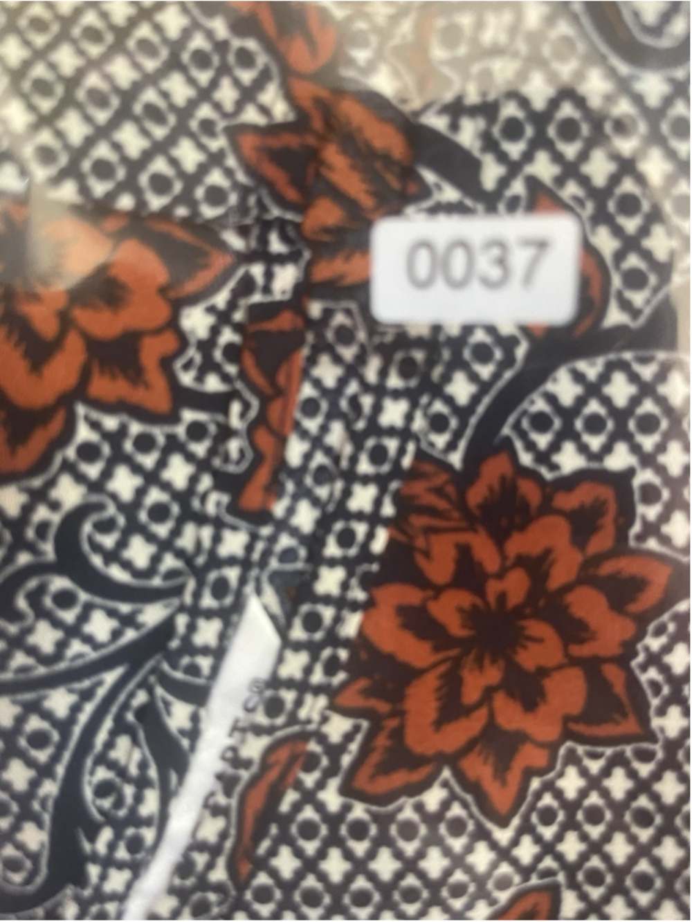 Counterparts Blue/White/Orange Floral V-Neck Keyhole 3/4 Sleeve Blouse XL - Picture 7 of 7